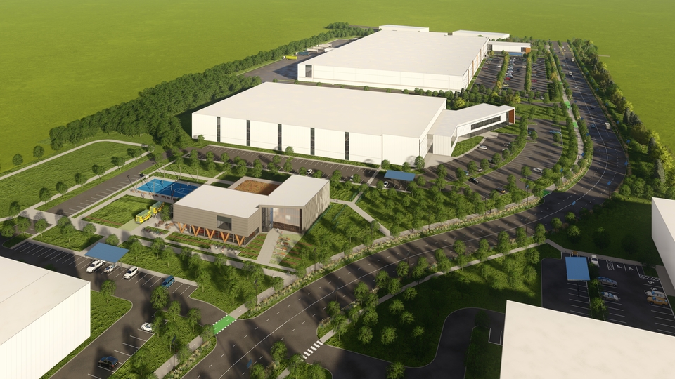 Rendu 3D d'un plan directeur pour un développement industriel durable